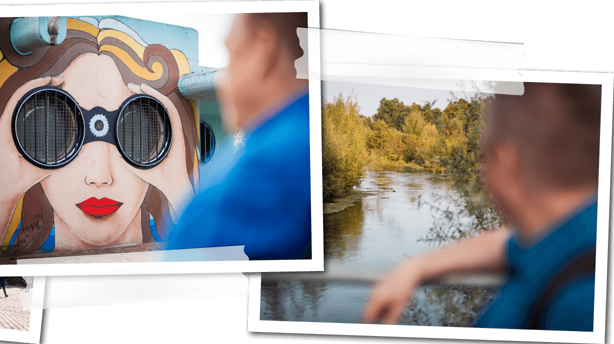 Zu sehen ist eine Collage welche Highlights eines Aufluges zum Wanderweg Paderborn zeigt. 