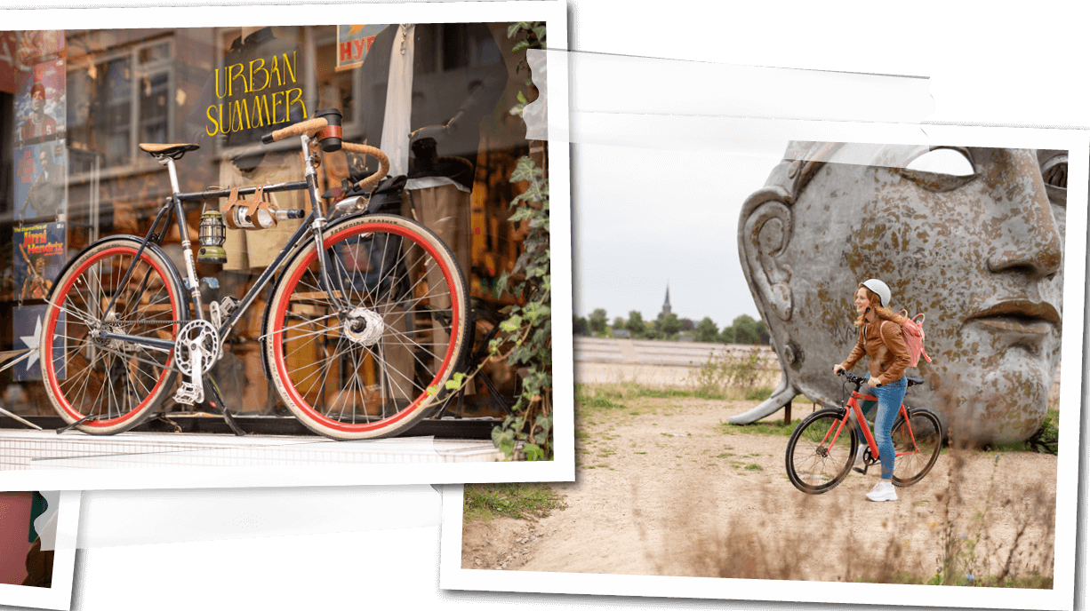 Zu sehen ist eine Collage mit vier Bildern welche die Highlights einer Tour nach Nijmegen zeigt. 