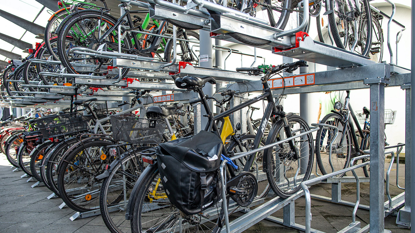 Fahrradständer an der Mobilstation in Hamm.
