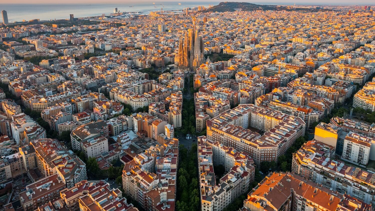 Die in Blocks aufgeteilte Innenstadt von Barcelona.