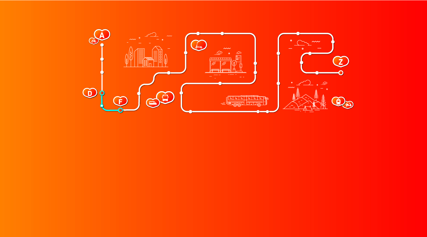 Orange-roter Hintergrund, auf dem weiße Linien und die Buchstaben D,F sowie A und Z zu sehen sind.