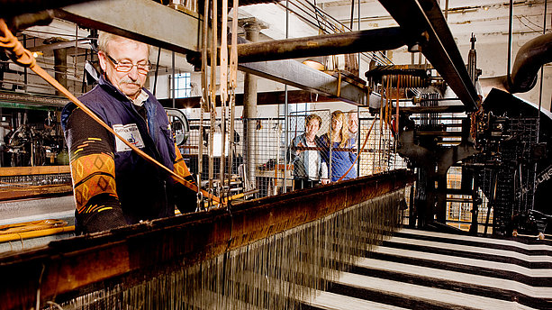 Ansicht einer Textilmaschine im LVR Industriemuseum Euskirchen. LVR-Industriemuseum, Euskirchen