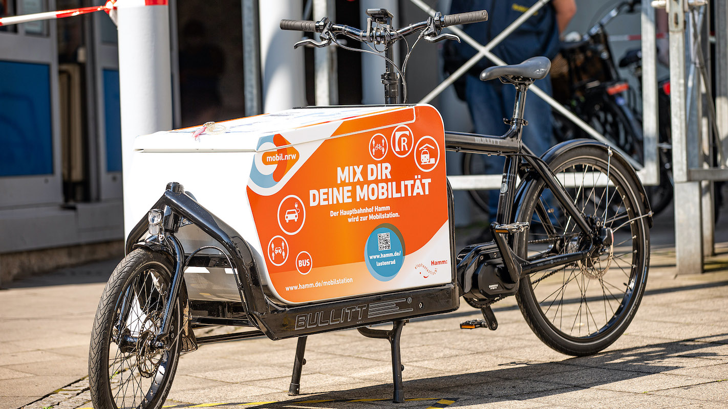 Lastenrad an der Mobilstation in Hamm.