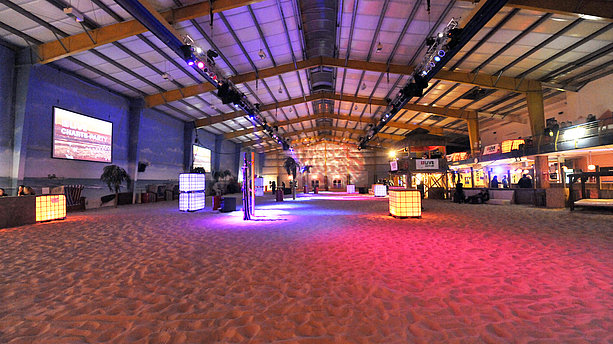 Ansicht der Indoor-Beachsporthalle blue:beach Witten. blue:beach, Witten