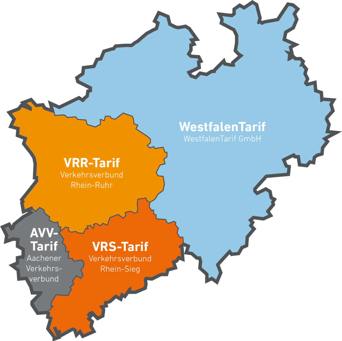 Karte Tarifgebiete NRW Eine Übersichtskarte der Tarifgebiete in NRW