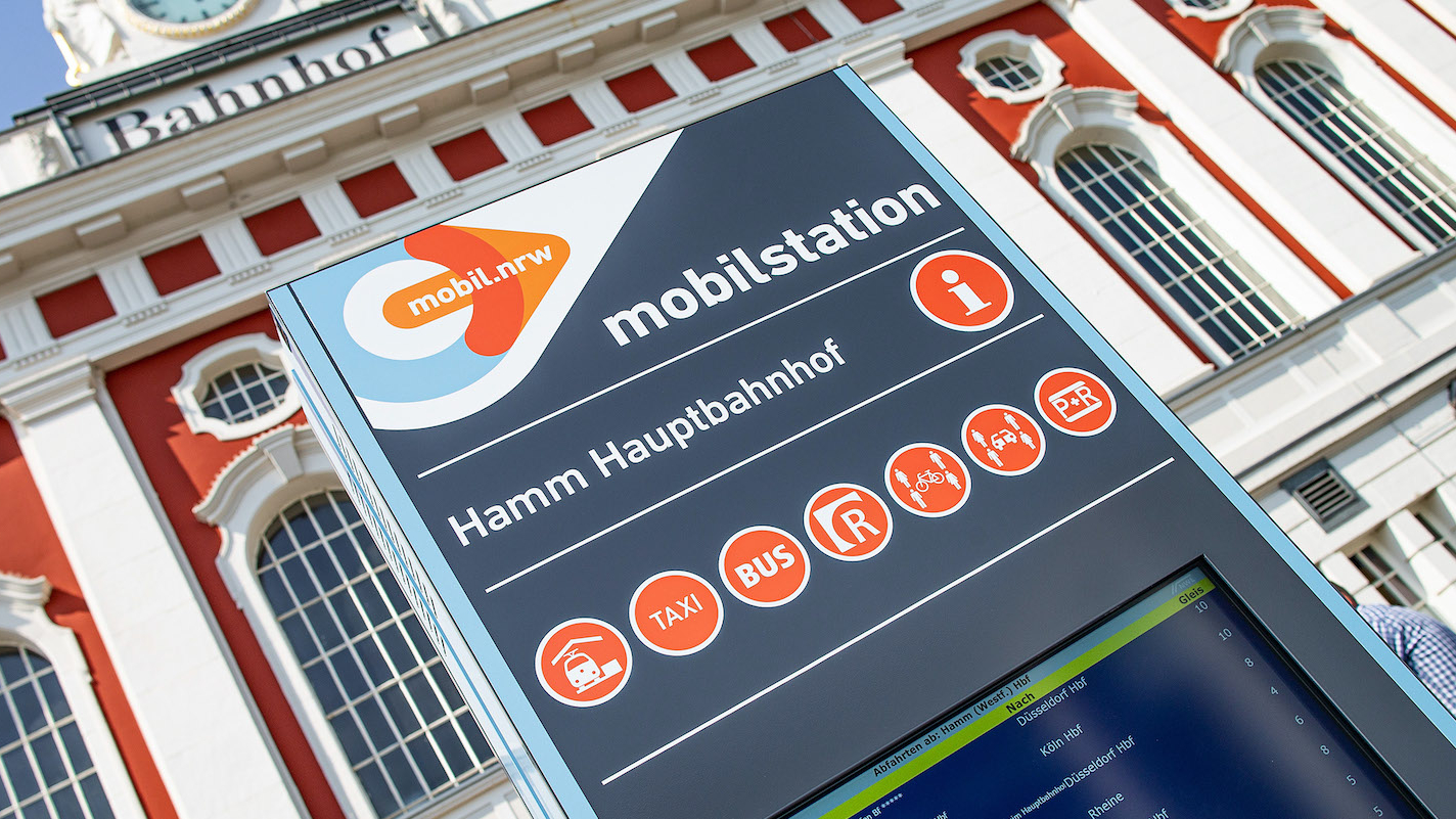 Die digitale Stele der Mobilstation in Hamm.