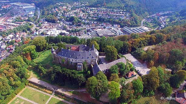 Luftbild des Schloss Hohenlimburg. Schloss Hohenlimburg